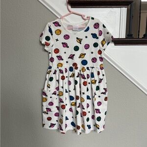 Hanna Andersson White Dress with Vibrant Planet Print